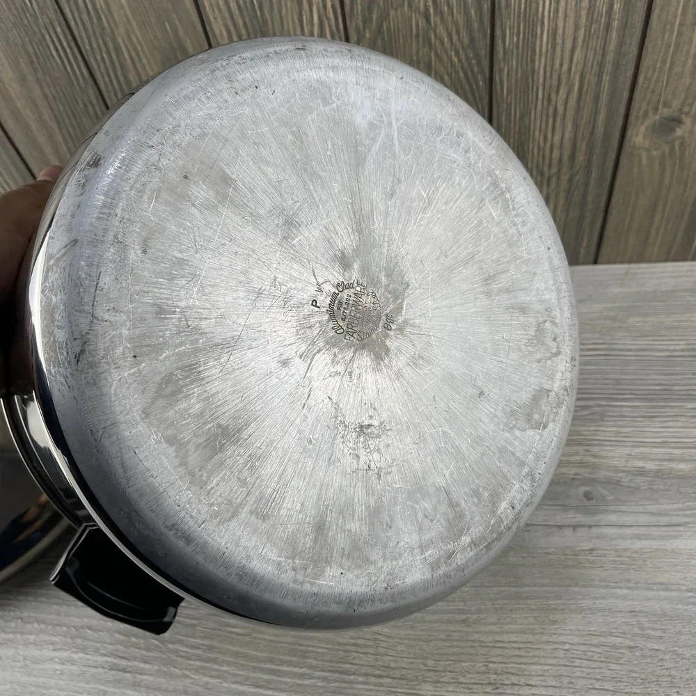 Vintage Farberware Stainless Steel Aluminum Clad 8 Quart Stock Pot With Lid USA